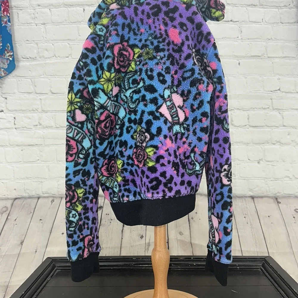 Little Girls Preloved Rainbow leopard print True Love Hoodie size 6/6x 🐆 🌈 y2k